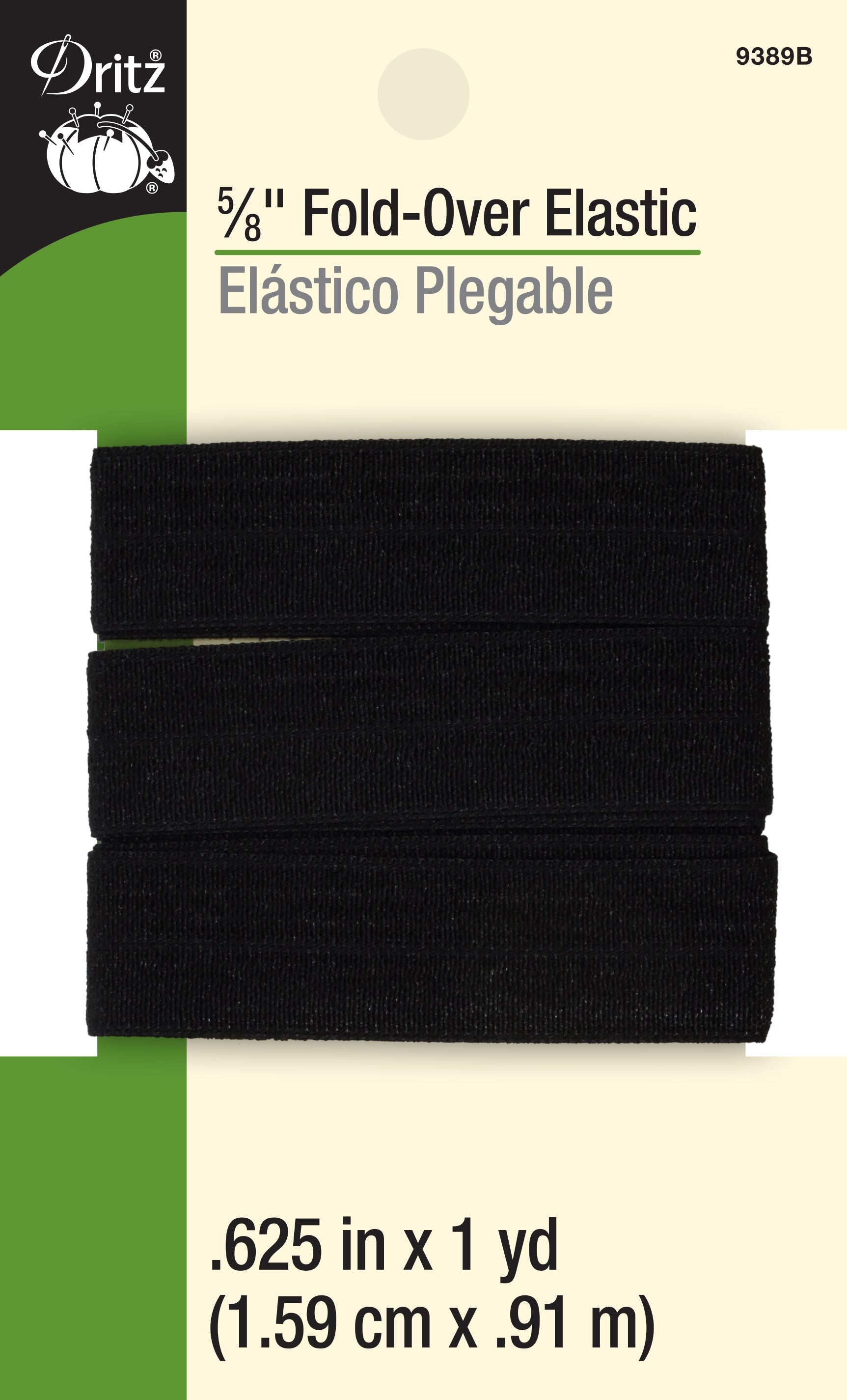 Dritz Fold-Over Elastic 5/8X1yd Black