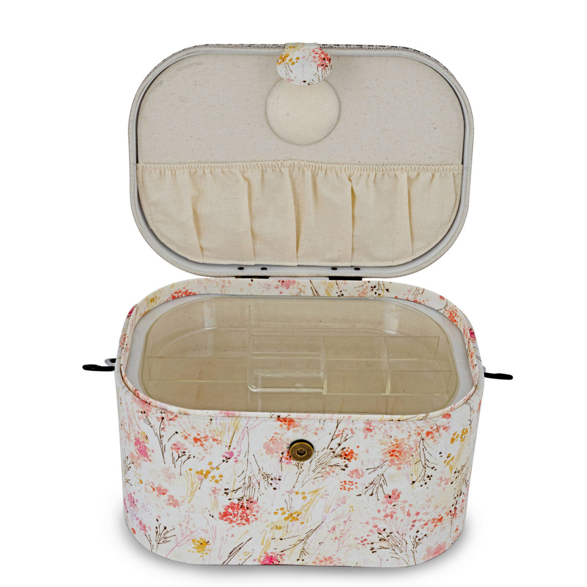Dritz Oval Sewing Basket with Metal Handle, Large Handicraft