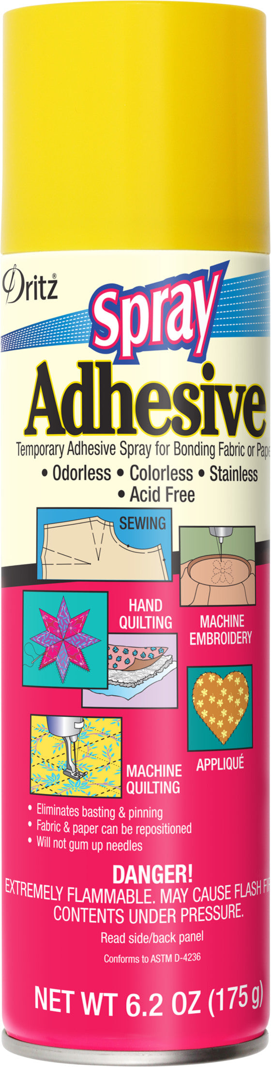 403|Dritz Temporary Spray Adhesive for Bonding Fabric or Paper, Clear, 6.2 oz.