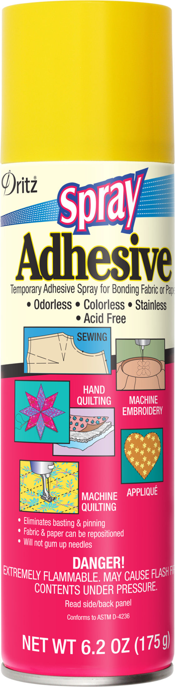 Temporary Spray Adhesive for Bonding Fabric or Paper, Clear, 6.2 oz.