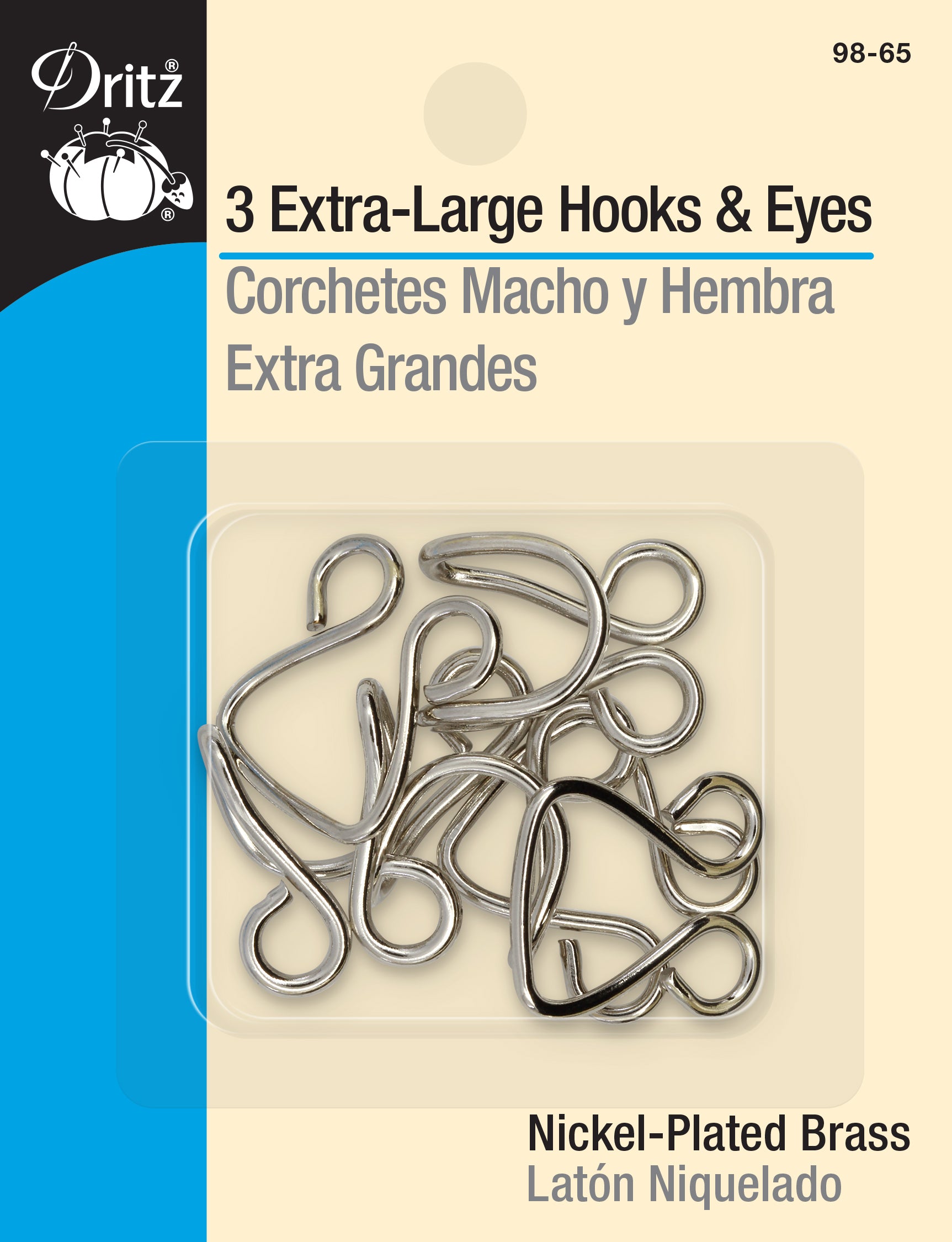 Dritz Extra Large Hooks & Eyes 3/Pkg Nickel.
