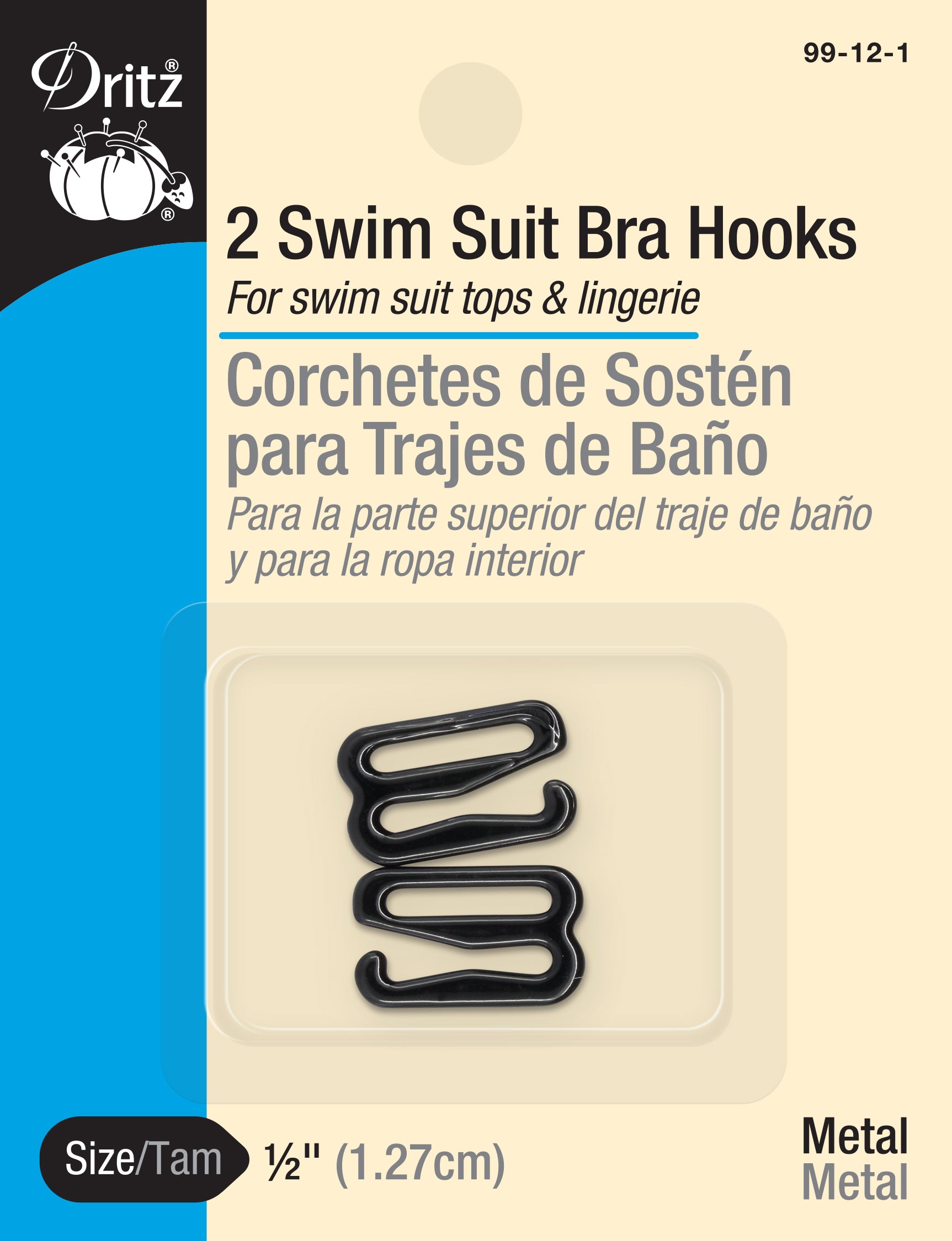 Dritz 1/2 inch Swim Suit Bra Hooks, 2 pc, Clear