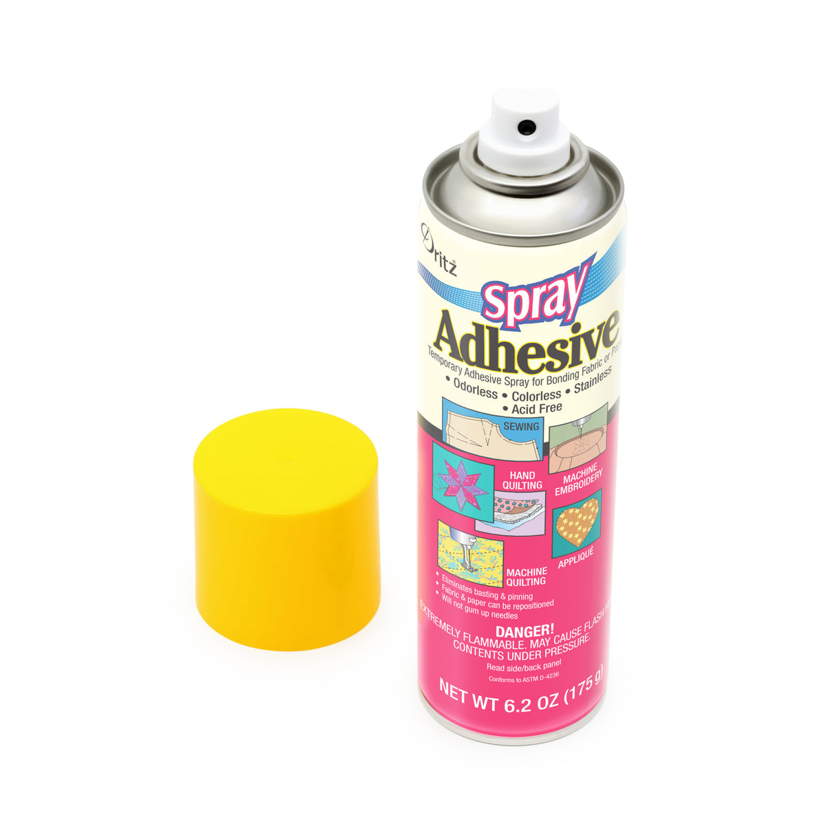 Dritz Temporary Spray Adhesive for Bonding Fabric or Paper, Clear, 6.2 oz.