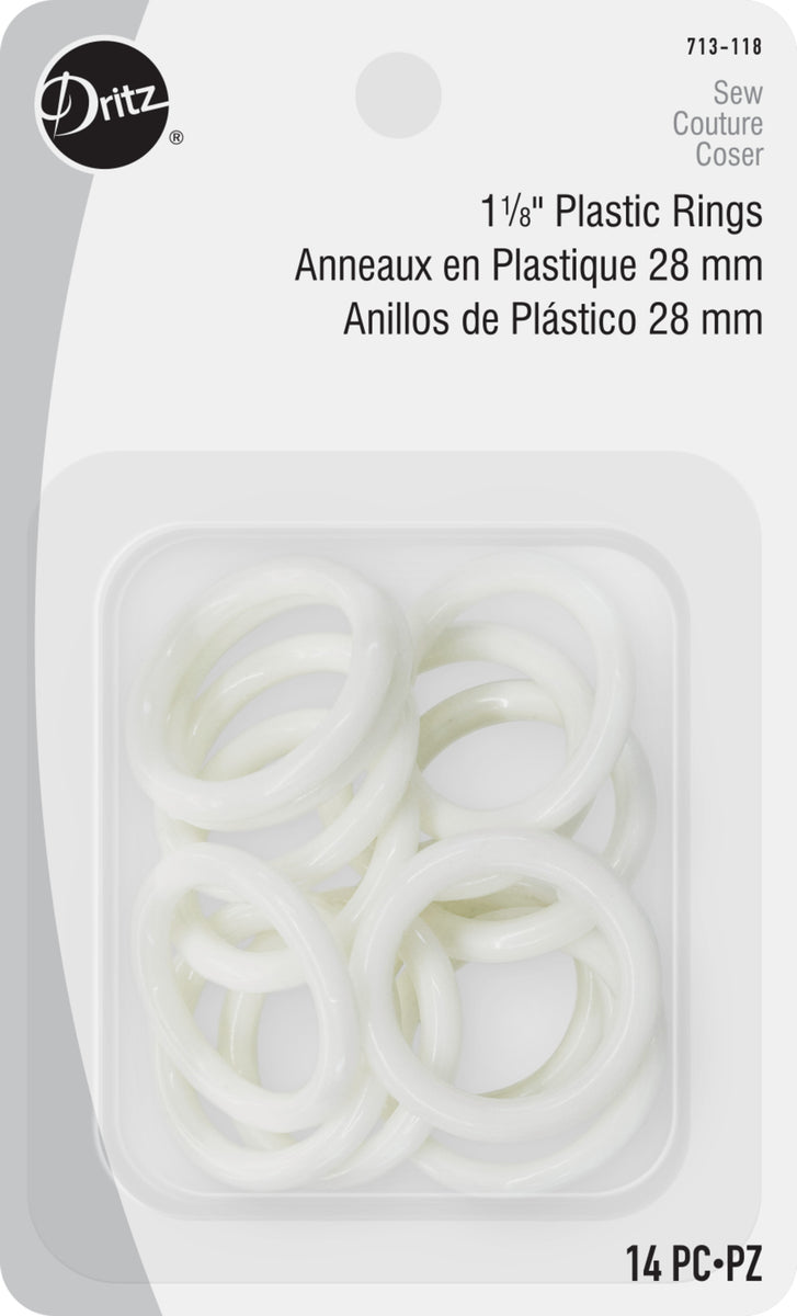 Dritz 1-1/8 inch Plastic Rings, White, 14 pc