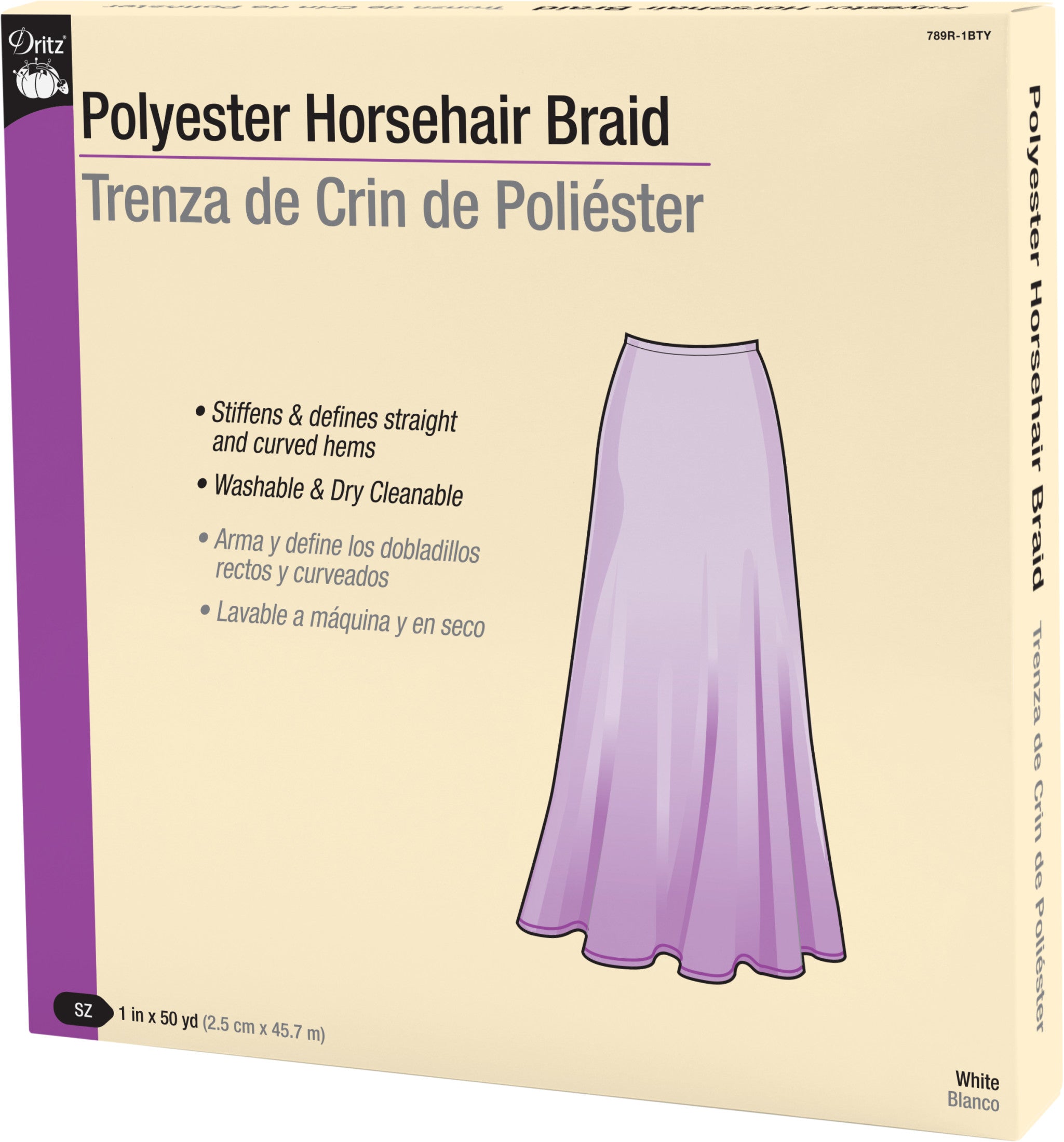 Dritz 1 inch Polyester Horsehair Braid, 50 yd, Black