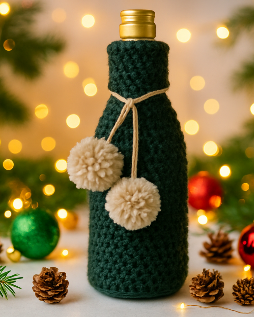 Festive Crochet Wine Bottle Gift Bag Sleeve