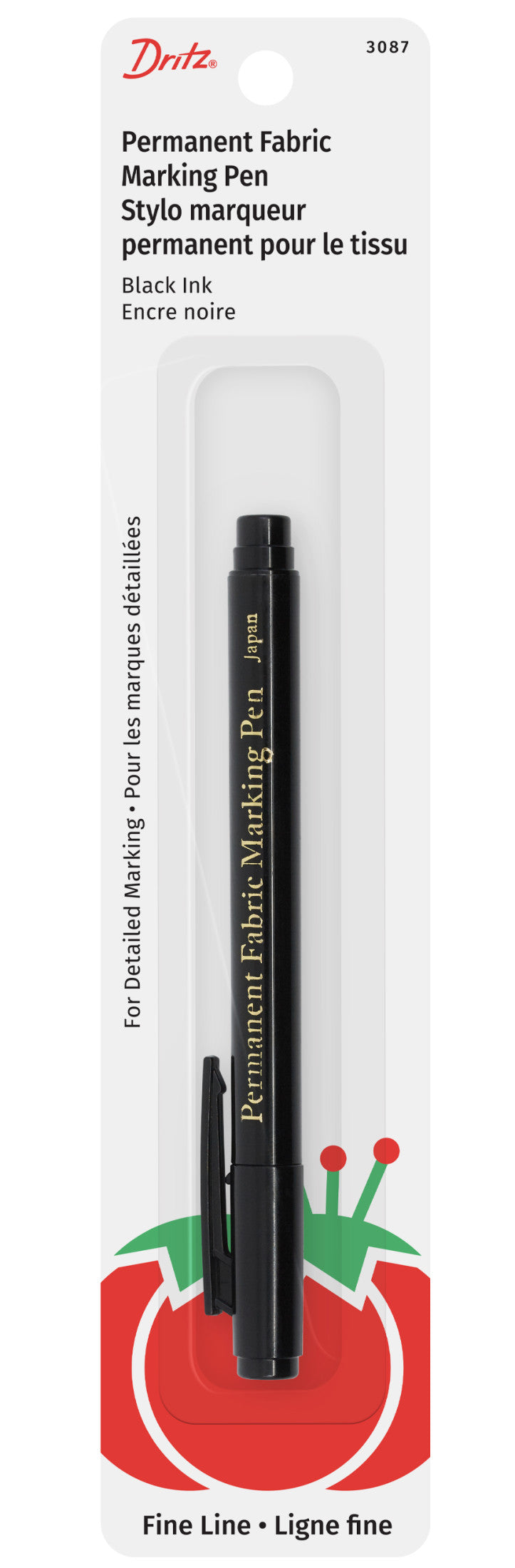 3087|Dritz Fine Line Permanent Fabric Pen, Black