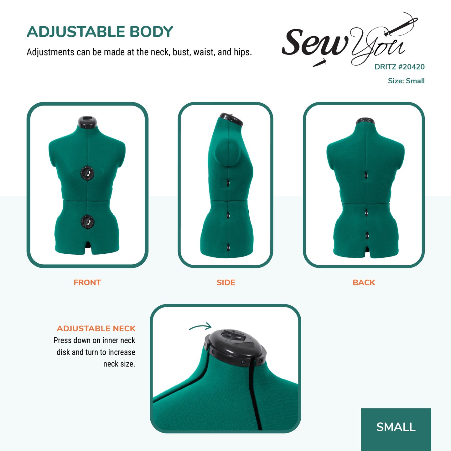 20420|Dritz Sew You Adjustable Dress Form, Small