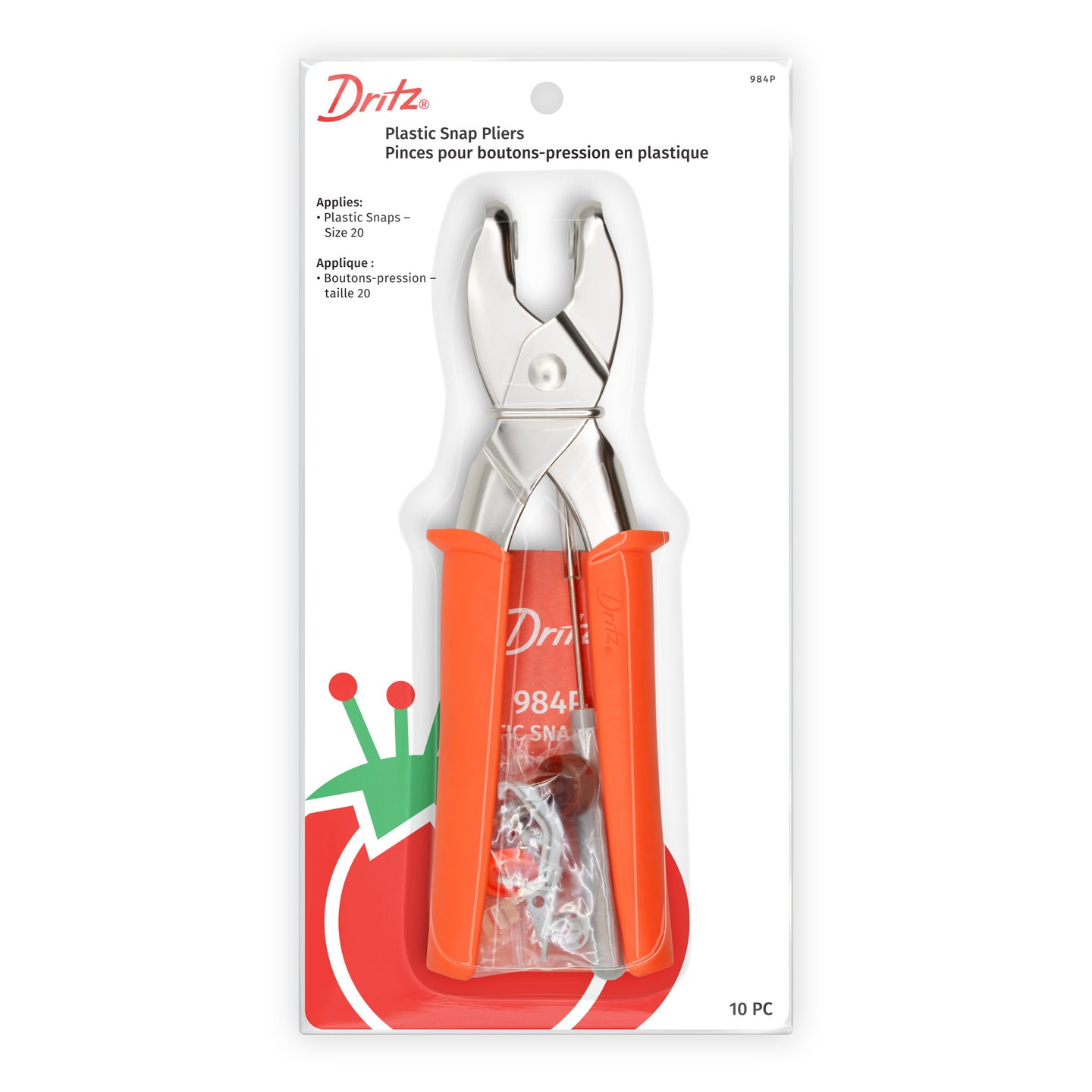 Dritz Plastic Snap Pliers for Size 20 Snaps, Orange | Handicraft