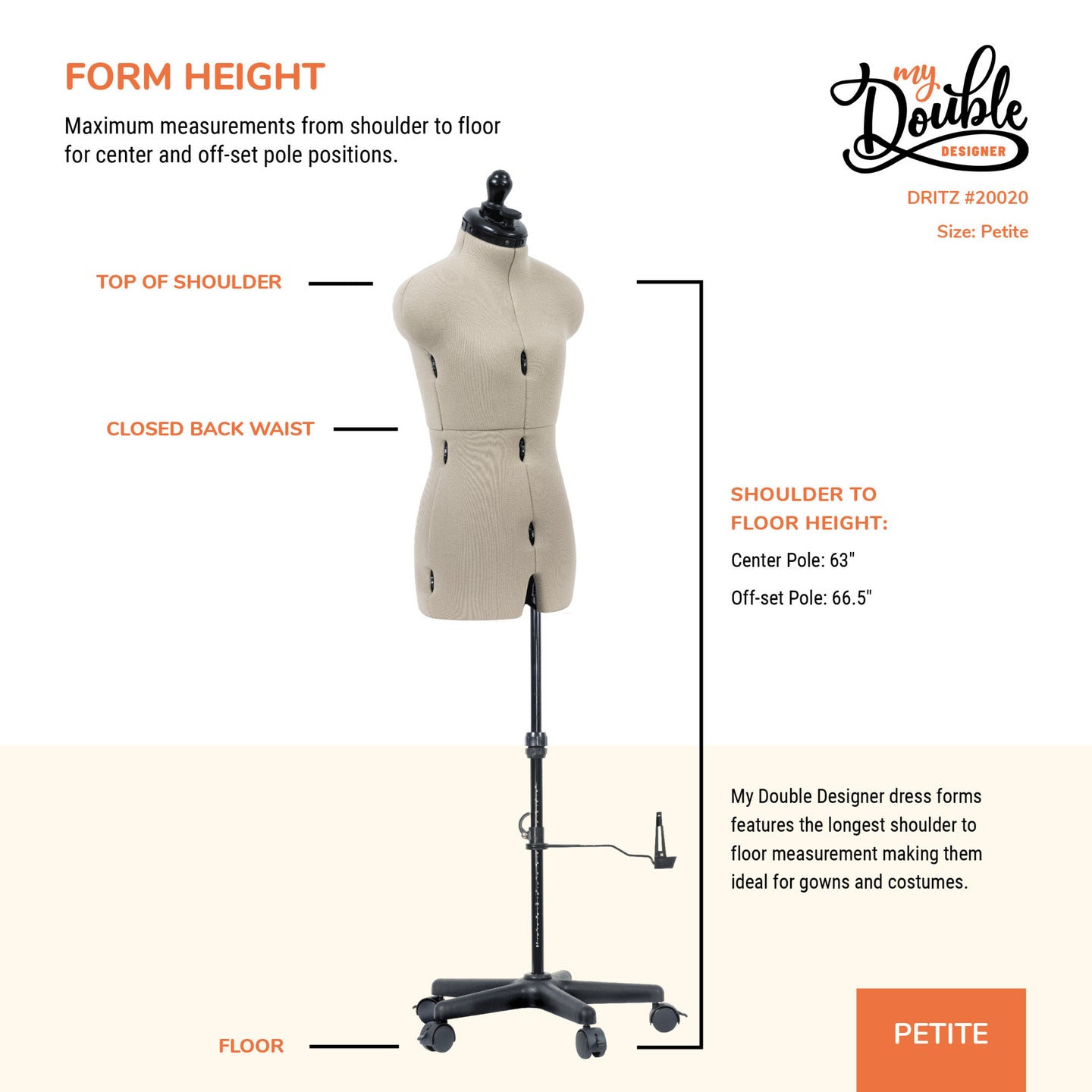 20020|Dritz My Double Designer Adjustable Dress Form, Petite