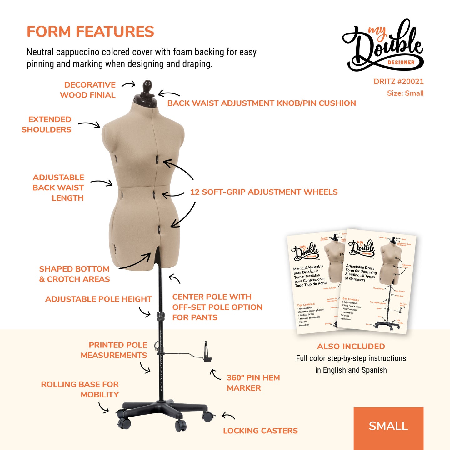 20021|Dritz My Double Designer Adjustable Dress Form, Small