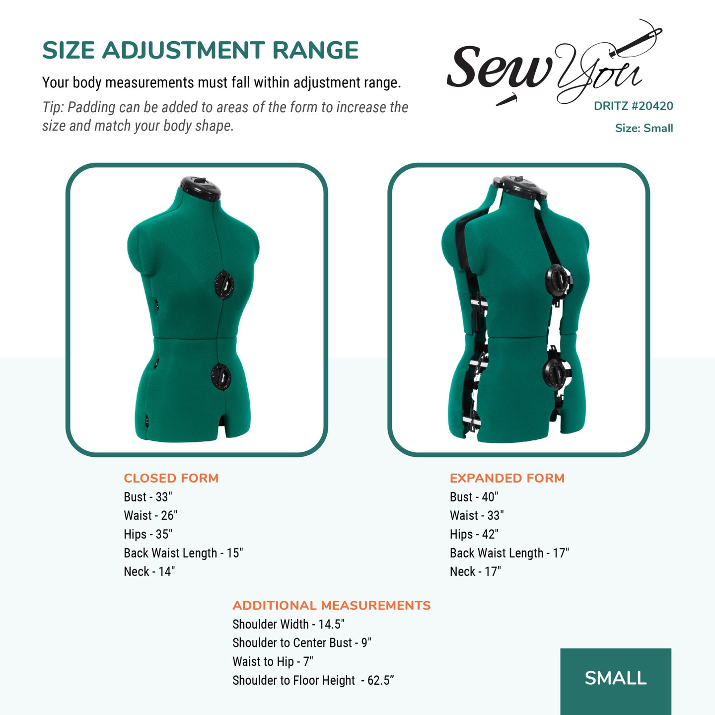 20420|Dritz Sew You Adjustable Dress Form, Small