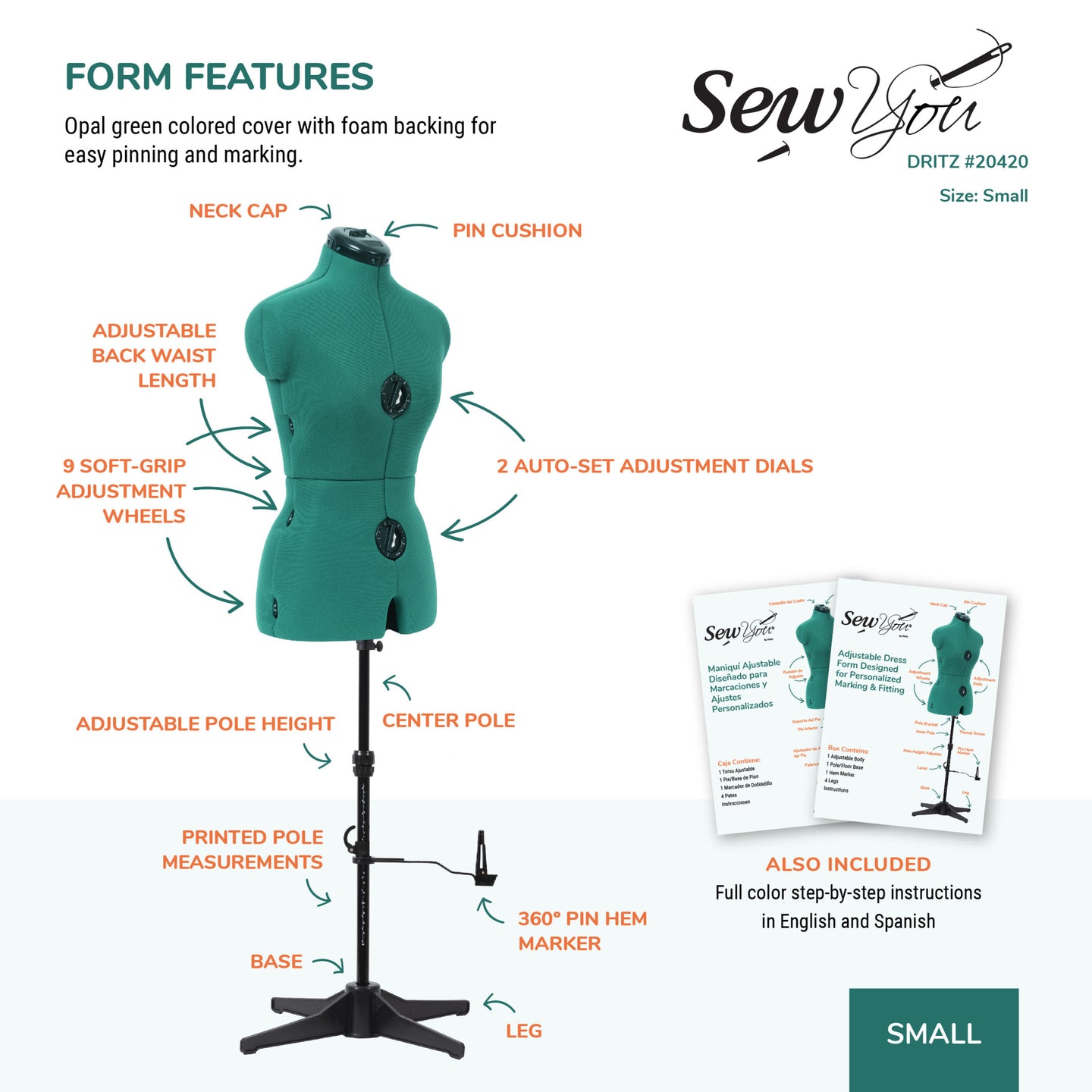 20420|Dritz Sew You Adjustable Dress Form, Small