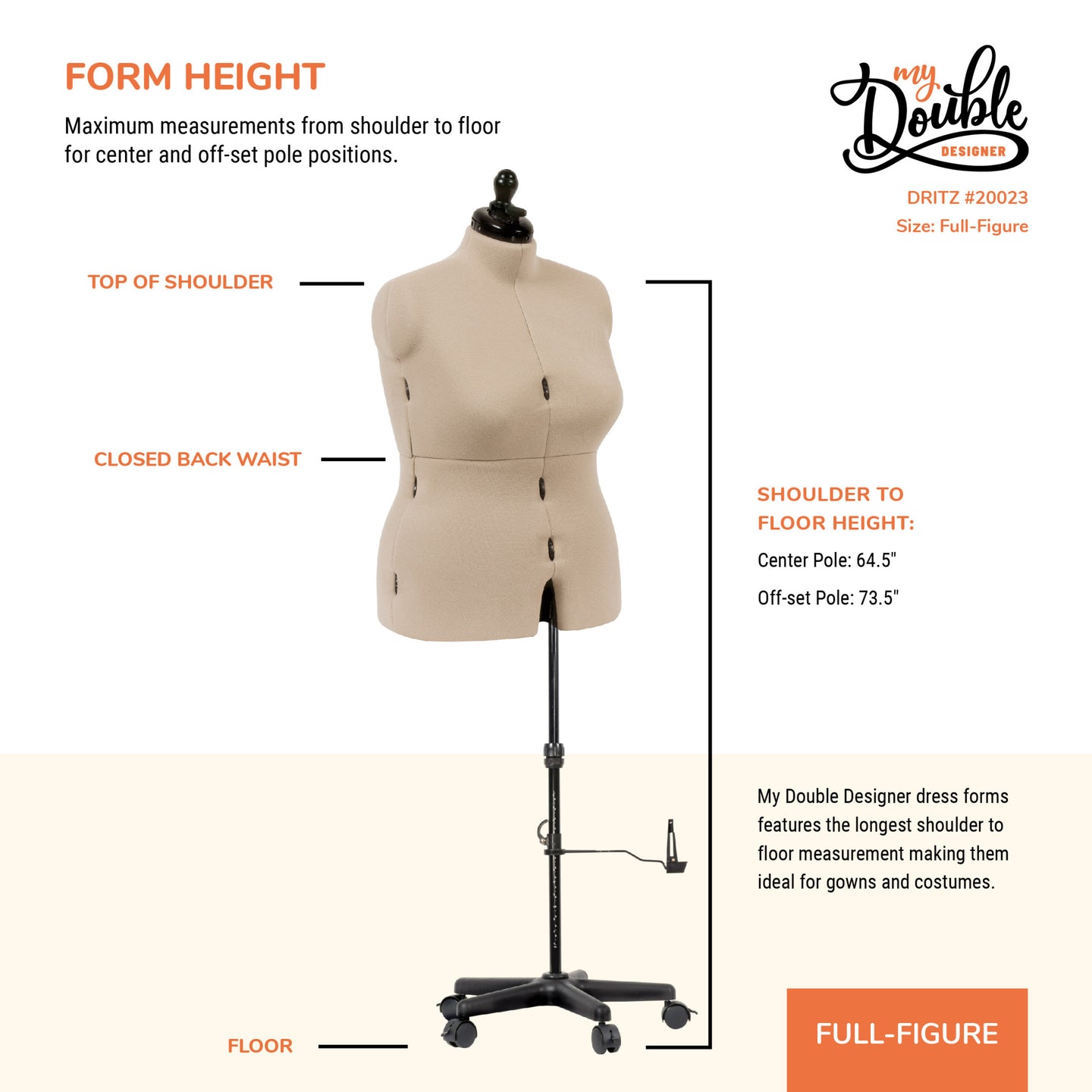 20023|Dritz My Double Designer Adjustable Dress Form, Full-Figure