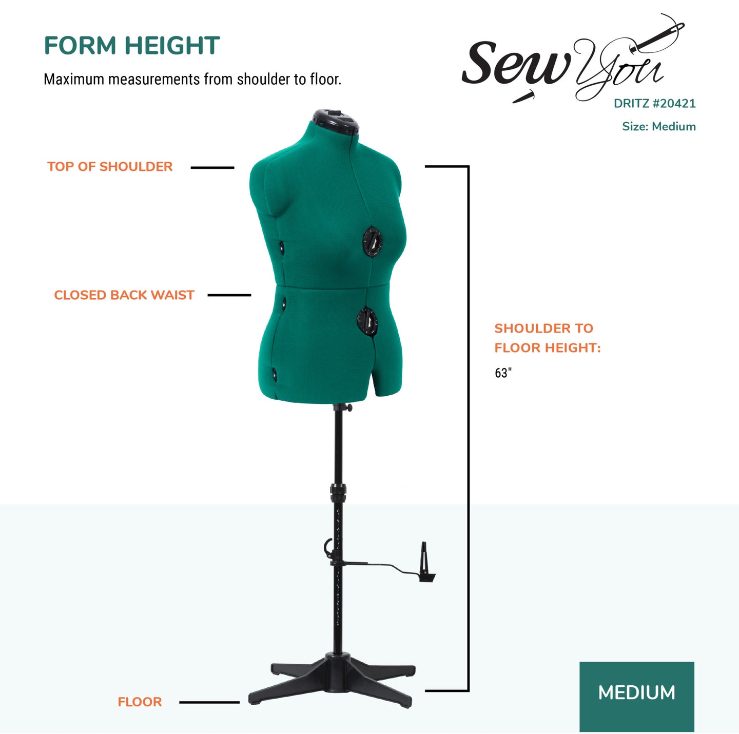 20421|Dritz Sew You Adjustable Dress Form, Medium