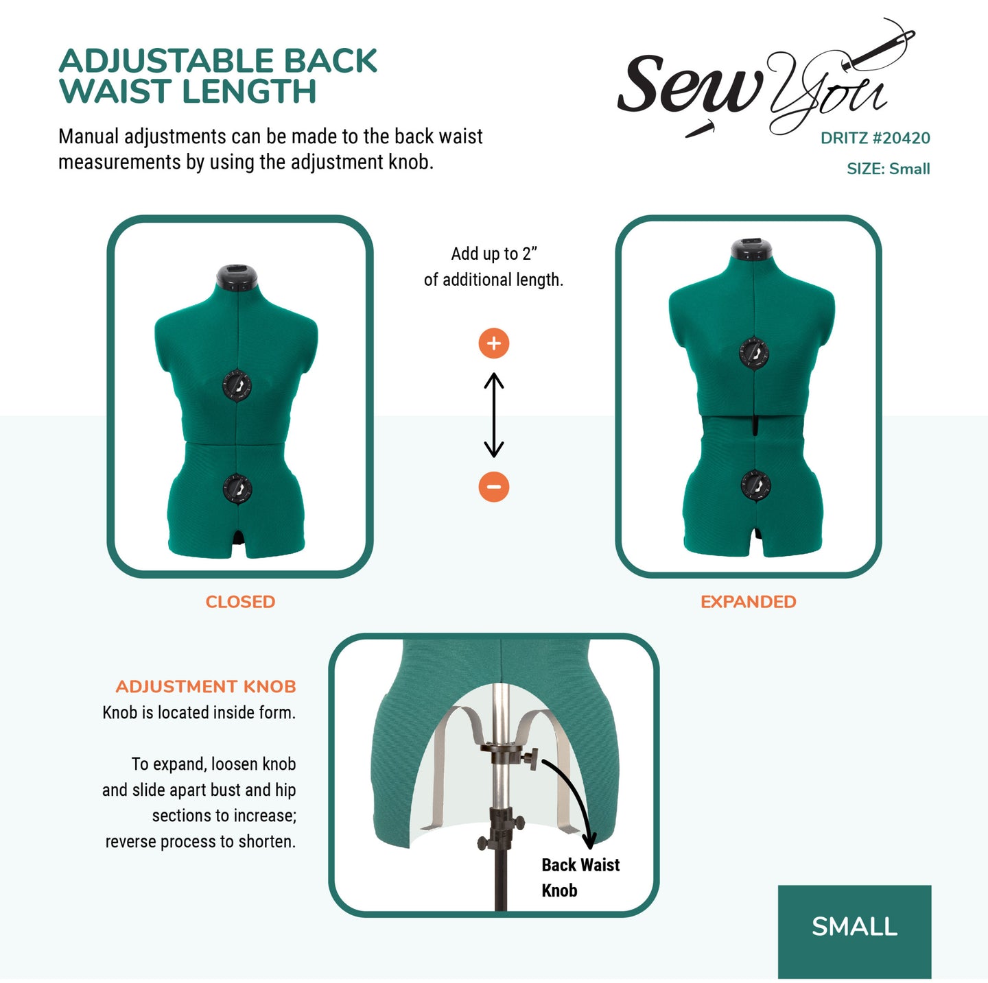 20420|Dritz Sew You Adjustable Dress Form, Small