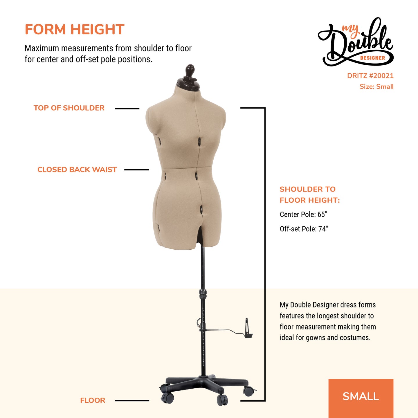 20021|Dritz My Double Designer Adjustable Dress Form, Small