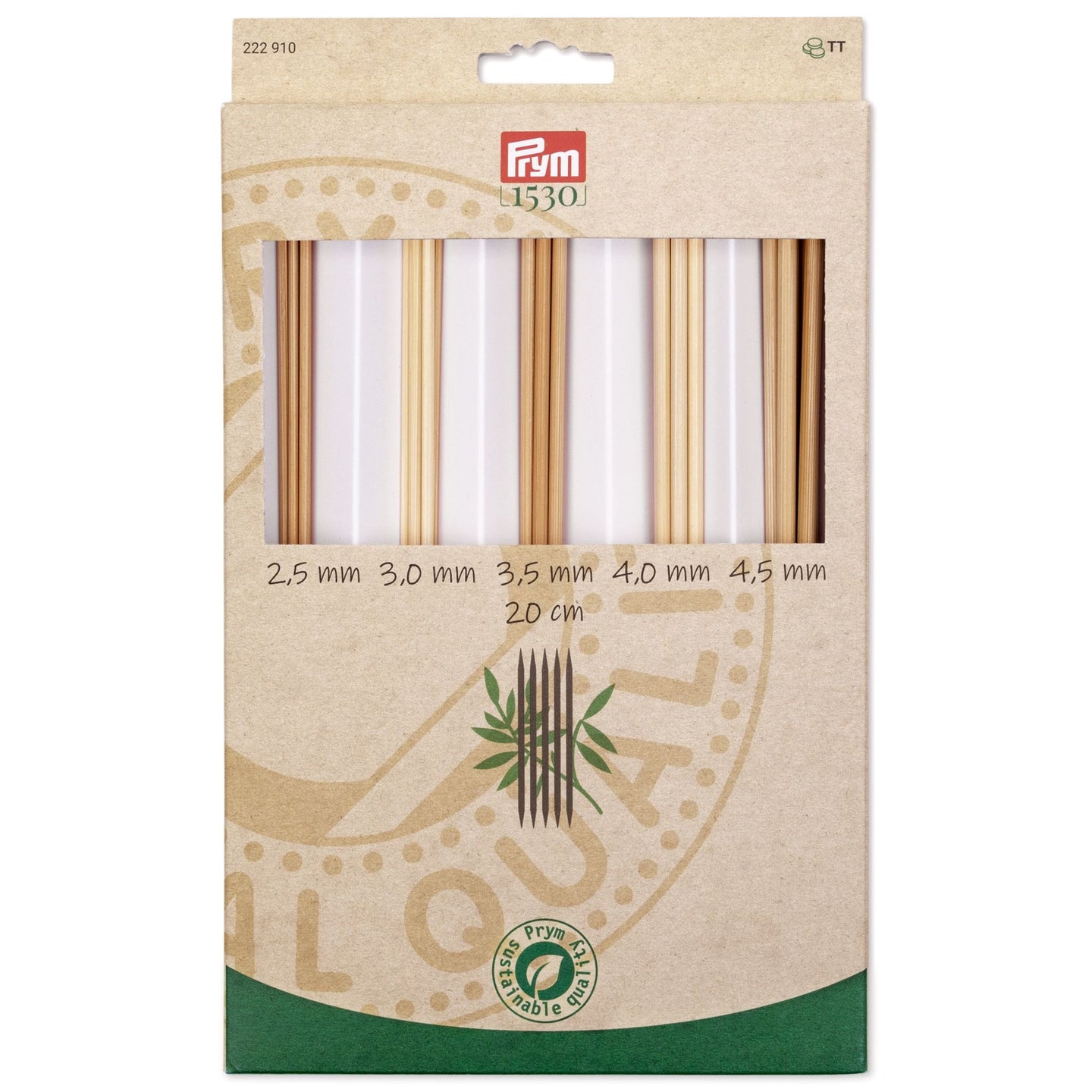 Prym Double-Pointed Knitting Needles Set, Bamboo, 2.5-4.5mm