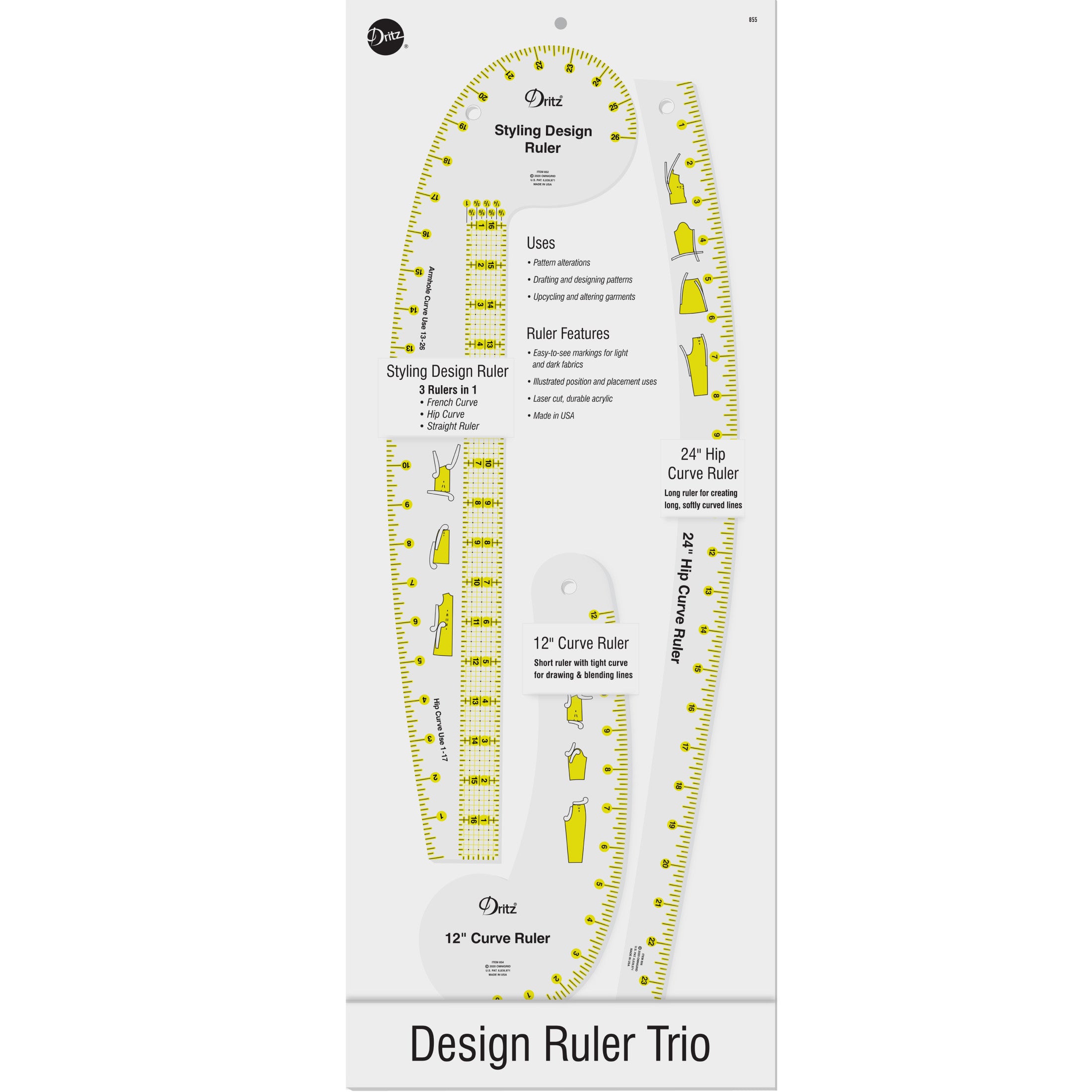  3 Rectangle Quilting Rulers and Ergonomic Rotary