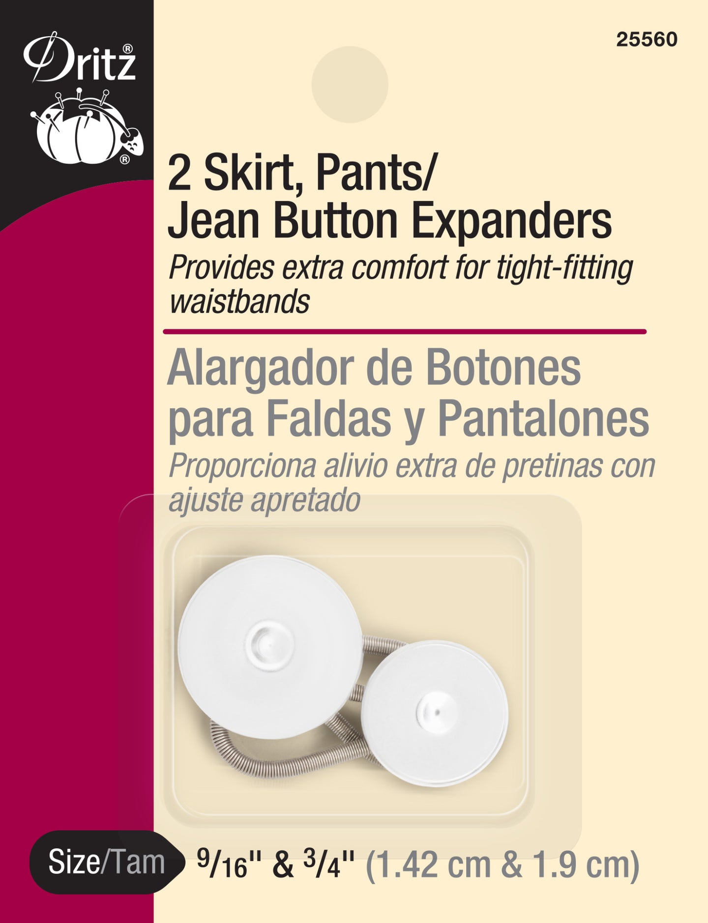 Dritz Skirt, Pants/Jeans Button Expanders, 9/16 inch & 3/4 inch