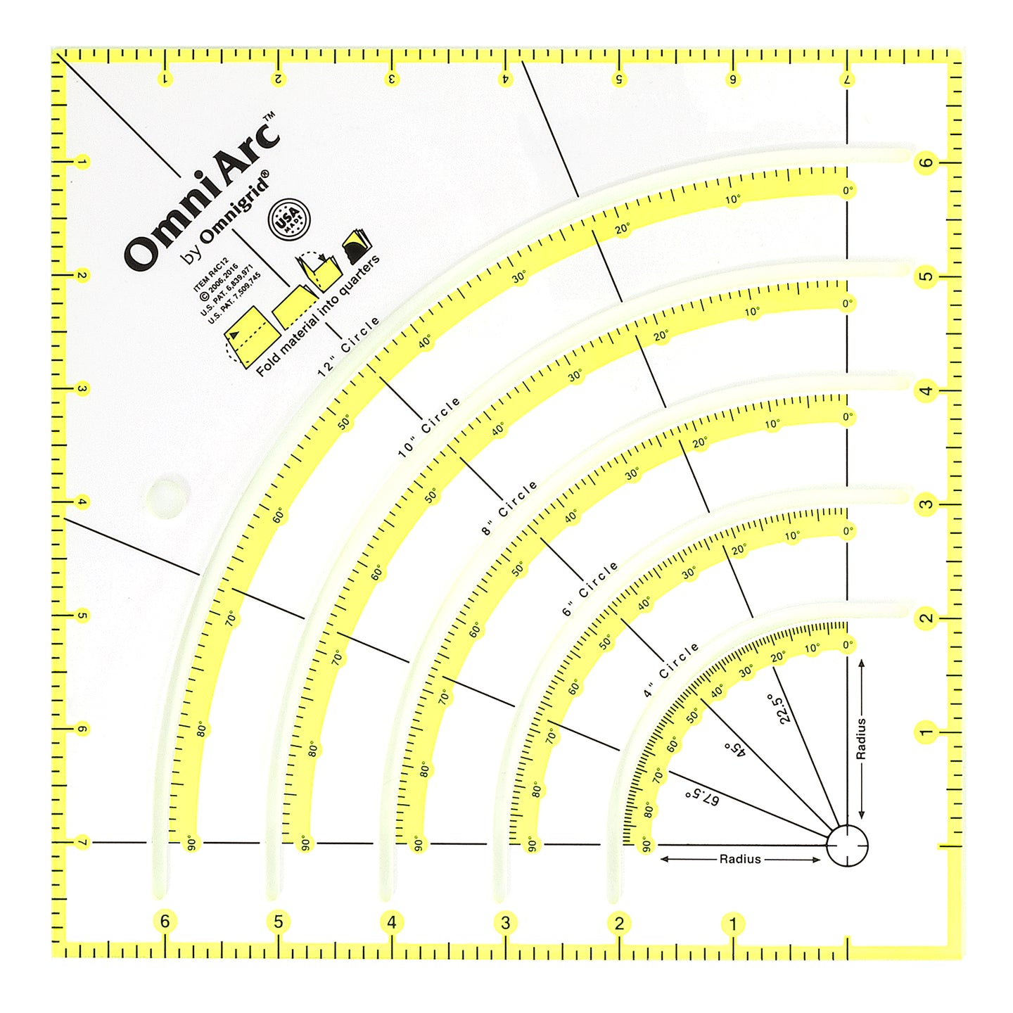 R4C12|Omnigrid Non-Slip Circle Cutter Ruler
