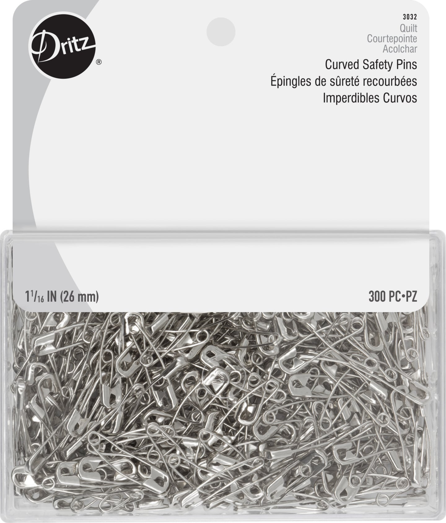 Coil-Less Curved Safety Pins-Size 1 50/Pkg 
