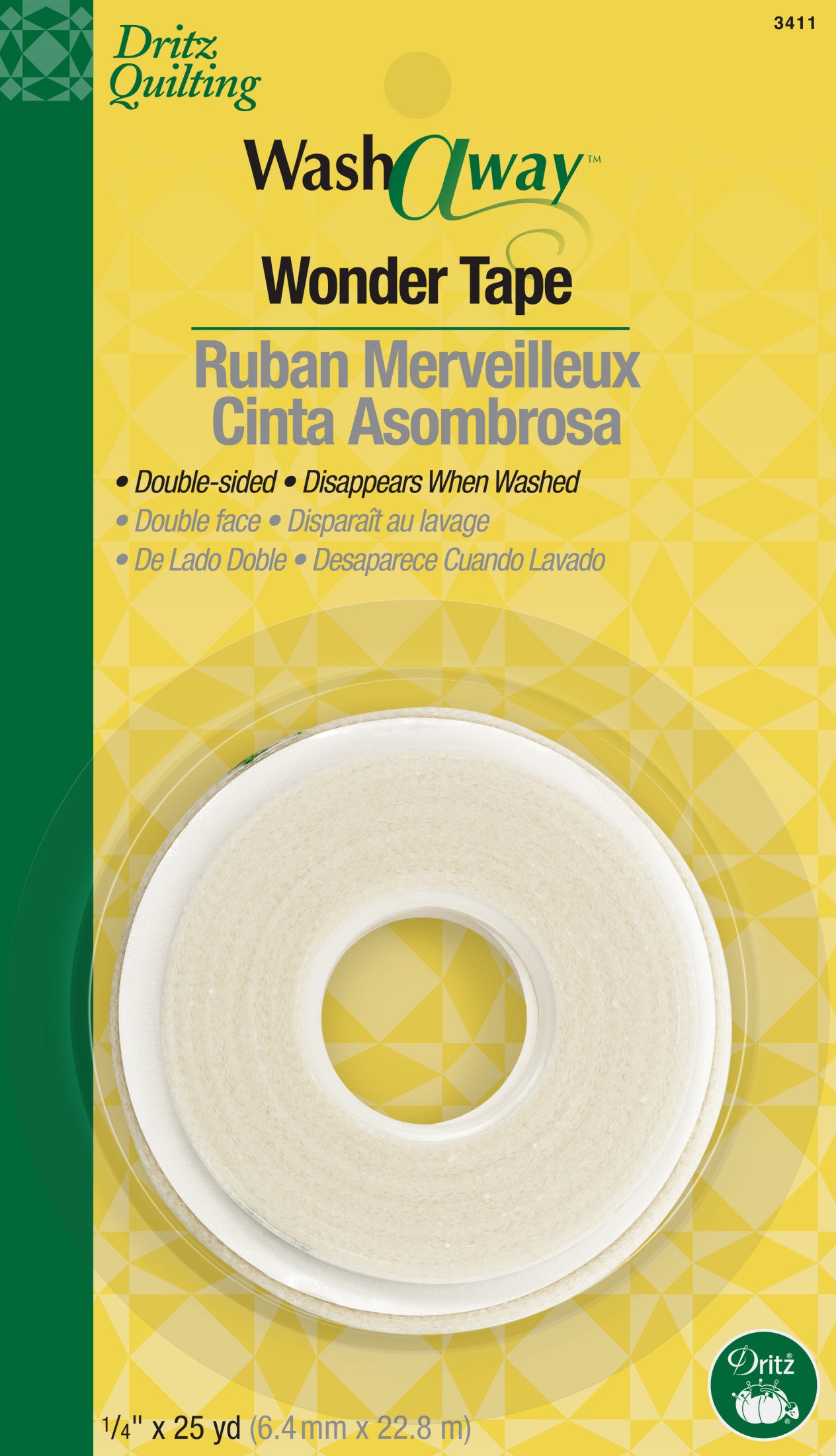 Dritz 1/4 inch Wash-A-Way Wonder Tape, White, 10 yd | Handicraft