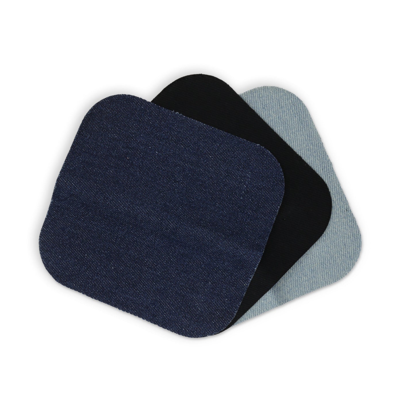 55243-70|Dritz Denim Iron-On Patches, 5" x 5", Assorted, 3 pc