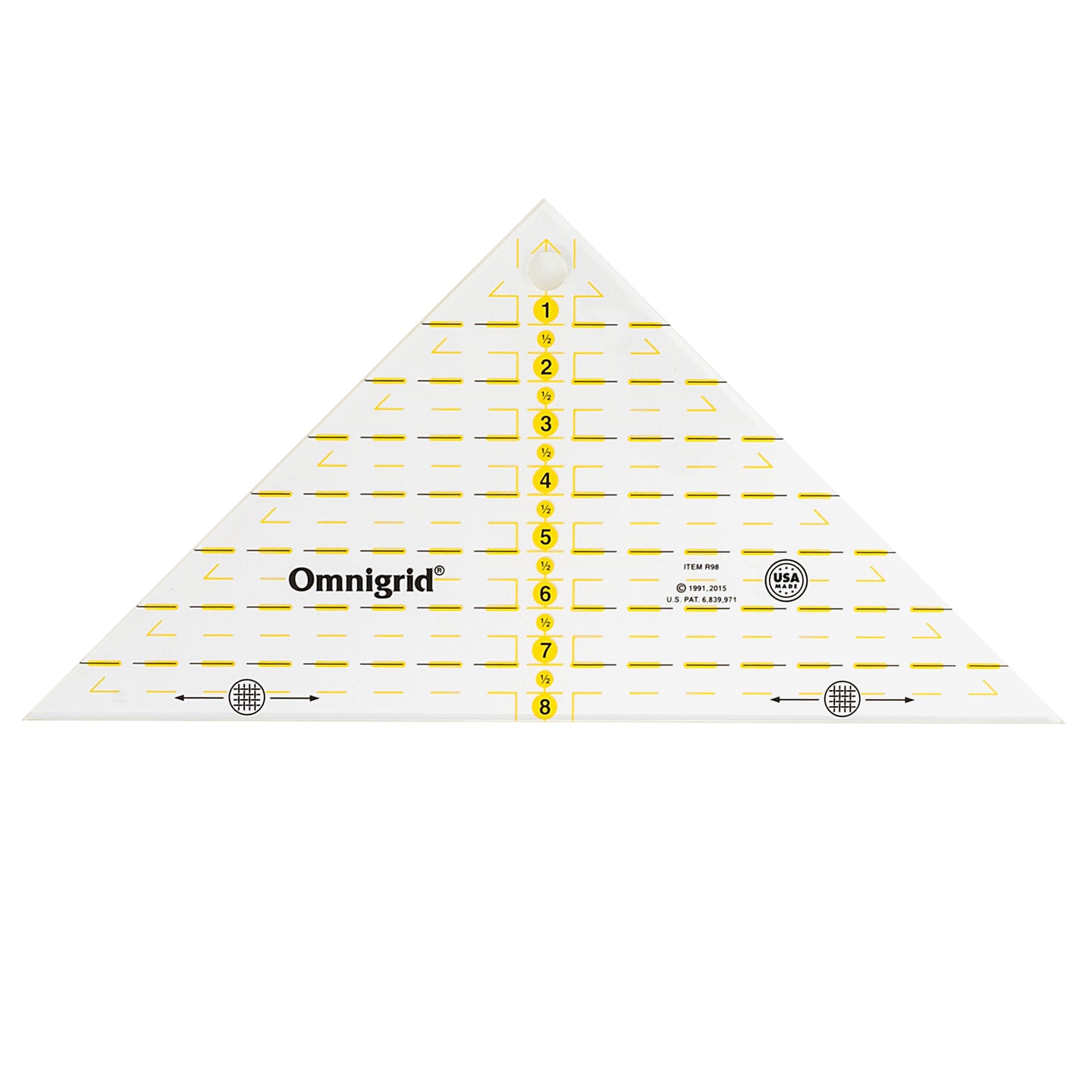 Omnigrid Right Triangle Ruler, 8 inch Half-Square Triangles