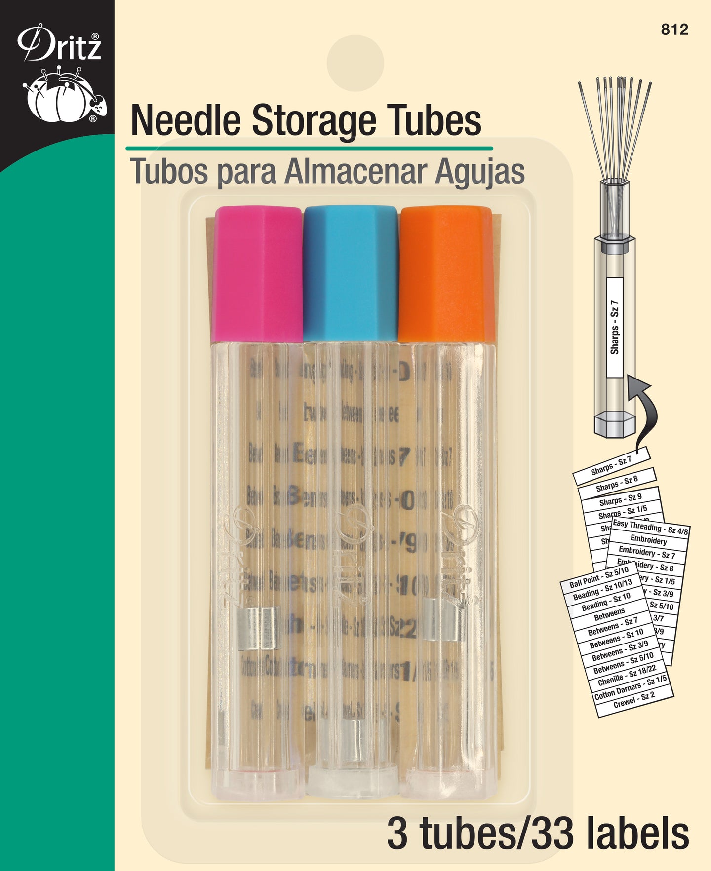 Dritz Needle Storage Tubes 3-pkg-clear