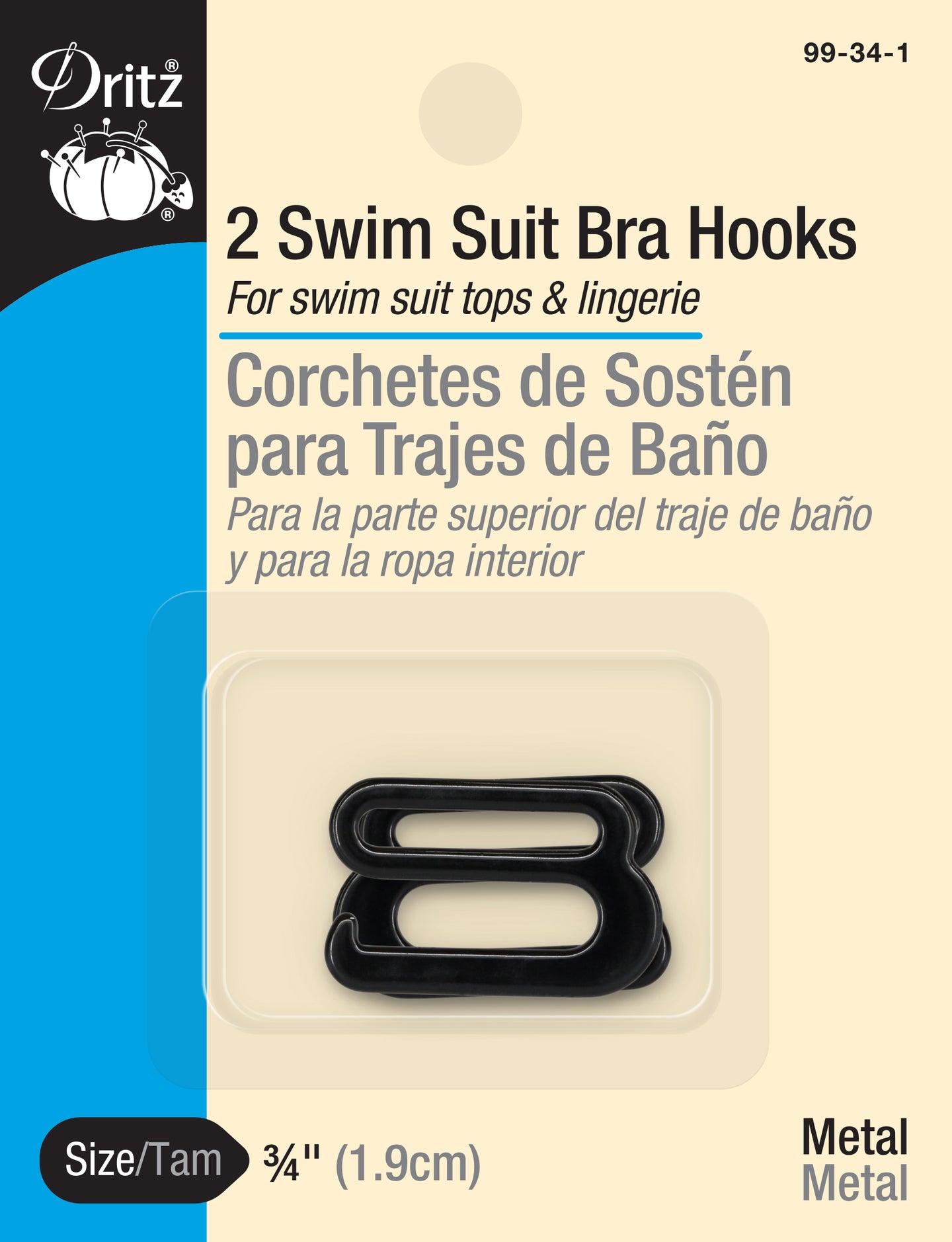 Dritz 3/4 inch Swim Suit Bra Hooks, 2 pc, White